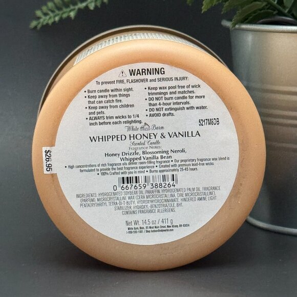BBW Whipped Honey & Vanilla White Barn Bath & Body Works 3 Wick Candle - Picture 9 of 10